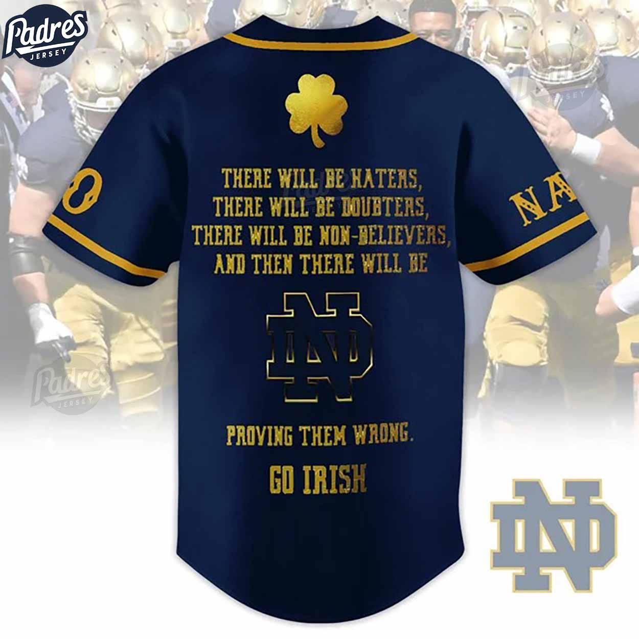 Notre Dame Fighting Irish Football Custom Baseball Jersey Style - Padres Jersey Oasis: Elevate Your Baseball... (Image 3)