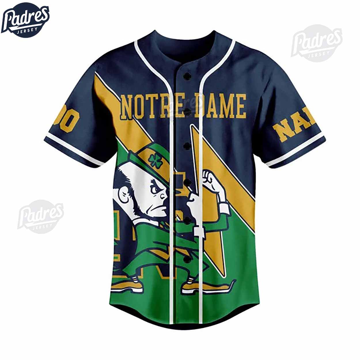 Notre Dame Let's Go Irish Football Custom Baseball Jersey - Padres Jersey Oasis: Elevate Your Baseball Style... (Image 2)