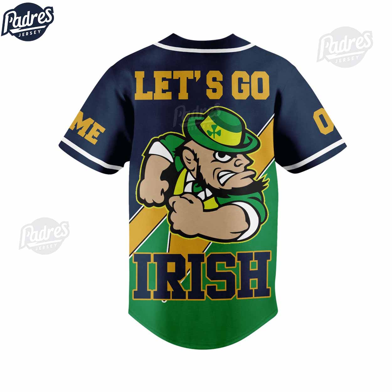 Notre Dame Let's Go Irish Football Custom Baseball Jersey - Padres Jersey Oasis: Elevate Your Baseball Style... (Image 3)
