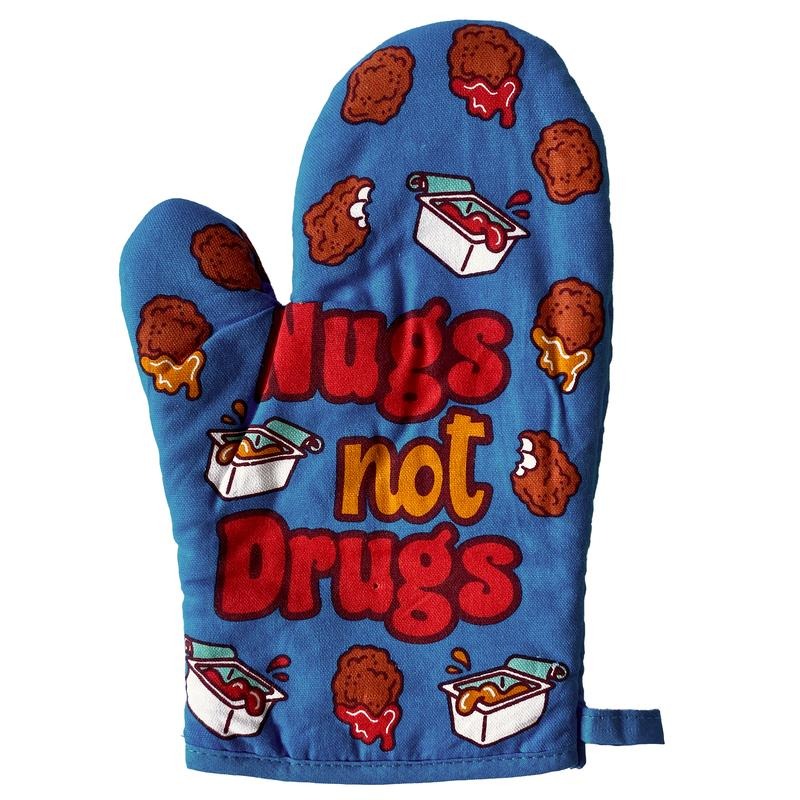 Nugs Not Drugs Oven Mitt Funny Chicken Nugget BBQ Sauce Fast Food Kitchen Glove Funny Graphic Kitchenwear Funny Food ...