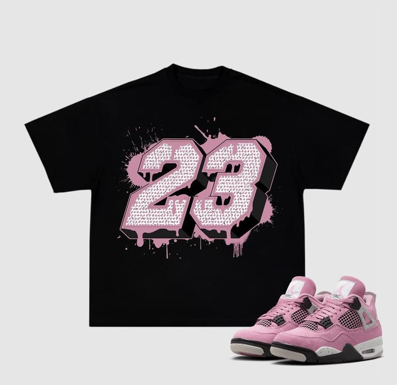 Number 23 Paint 4 Orchid Neutral Sneakers Outfits, Graphic Streetwear Y2k Cotton T-shirt Hoodie, Sweatshirt | WearSparks.com
