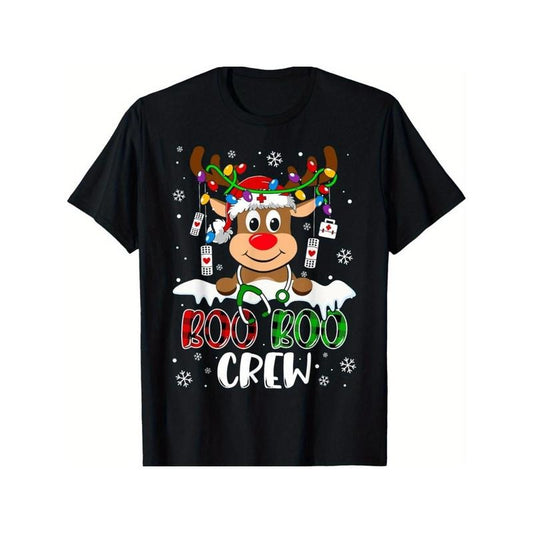 Nurse Boo Crew Reindeer Nurse Buffalo Plaid Christmas T-Shirt for Men Women, Christmas Halloween New year Thanksgiving...