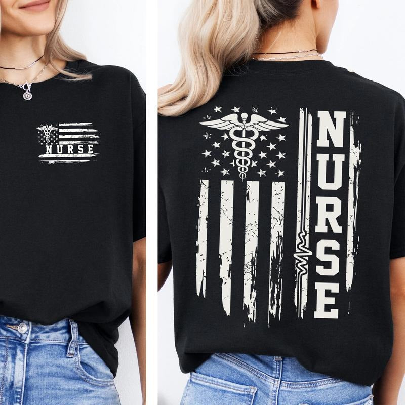 Nurse Flag T-shirt, American Flag Nurse Shirt, Nurse Appreciation Gift, Nurse Weeks Tee Hoodie, Sweatshirt | WearSparks.com