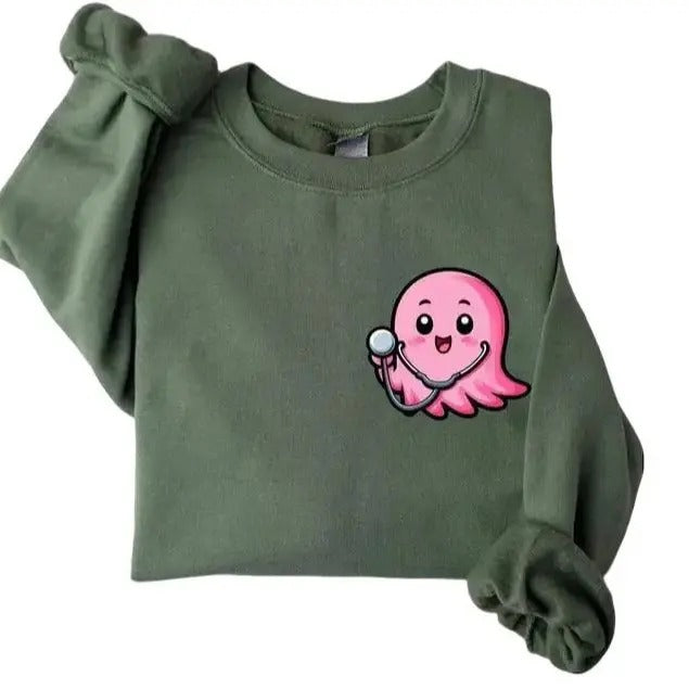 Nurse Halloween Sweatshirt, Cute Pink Ghost Nurse Sweater, Spooky Nurse Hoodie, Nurse Life Hoodie, Fall Sweatshirt For...