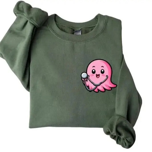 Nurse Halloween Sweatshirt, Cute Pink Ghost Nurse Sweater, Spooky Nurse Hoodie, Nurse Life Hoodie, Fall Sweatshirt For...