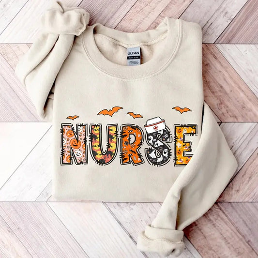 Nurse Halloween Sweatshirt, Halloween Nursing Shirt, Halloween RN Shirt, Nursing School Sweatshirt Hoodie | WearSparks.com