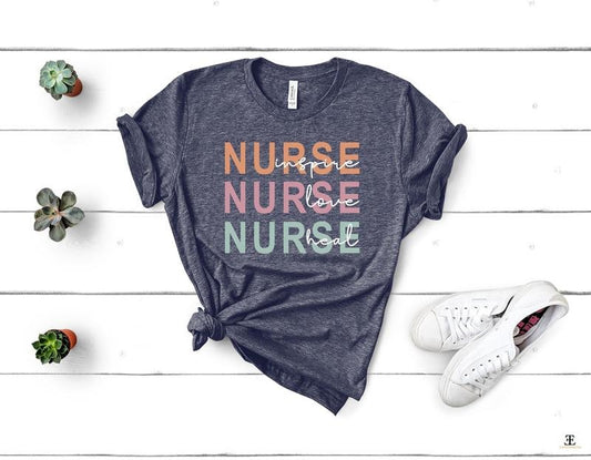 Nurse Love Inspire Heal Shirt, Nursing Shirt, Nurse Week Shirt, Nursing School Tee, RN Shirt, Registered Nurse Shirt,...
