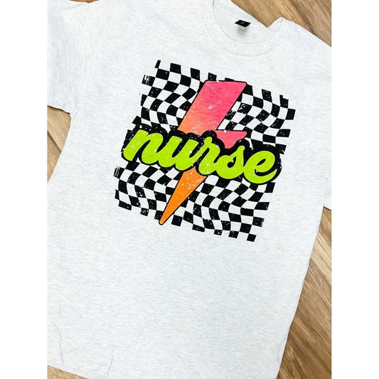 Nurse Neon Checkered Graphic Top T-Shirts, Hoodie, Sweatshirt | WearSparks.com