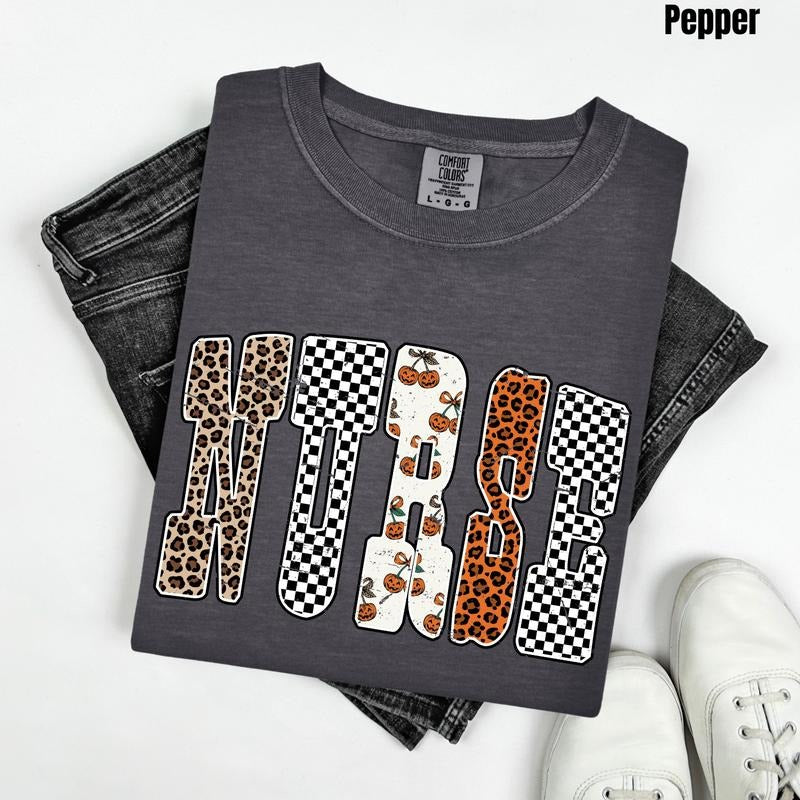 Nurse Pumpkin Pattern Comfort Colors T-Shirt 'NLB' Hoodie, Sweatshirt | WearSparks.com