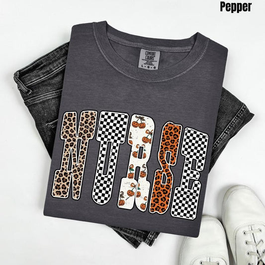 Nurse Pumpkin Pattern Comfort Colors T-Shirt 'NLB' Hoodie, Sweatshirt | WearSparks.com