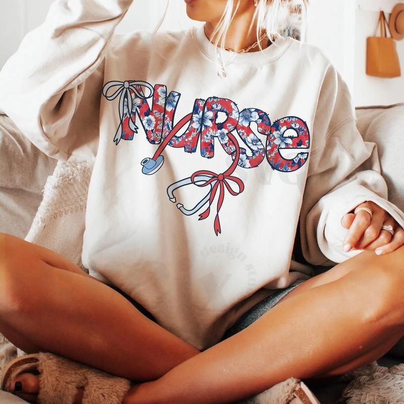 Nurse Toile Shirt, Retro Nurse 4th Of July Shirt, Nurse Coquette Tee, Nurse Stethoscope Shirt, Gift For Registered Nurse,...