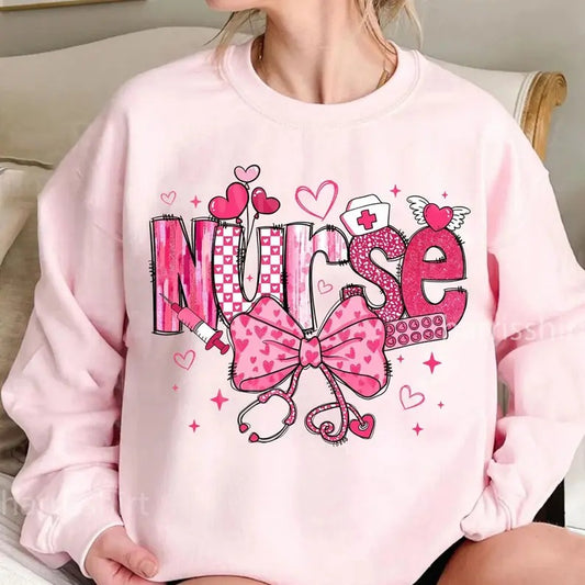 Nurse Valentine Coquette Bow Shirt, Nurse Valentine Shirt, Valentine Tee, Valentine Nurse Shirt,  Nurse Sweatshirt, Nurse...