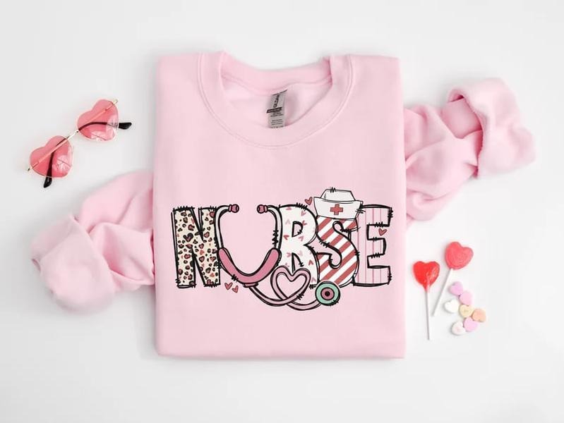Nurse Valentine Gift Sweatshirt, Nurse Valentines Day Sweatshirts, Valentine Nurse Sweaters, Valentine Nursing Sweater,...