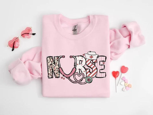 Nurse Valentine Gift Sweatshirt, Nurse Valentines Day Sweatshirts, Valentine Nurse Sweaters, Valentine Nursing Sweater,...