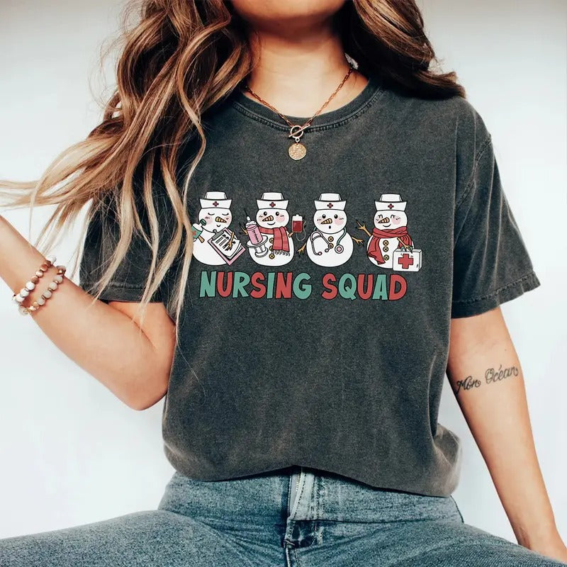 Nursing Squad T-shirt, Christmas Nurse Shirt, Nursing Student Tee, Christmas Gift for Nurse, Night Shift Squad Shirt...
