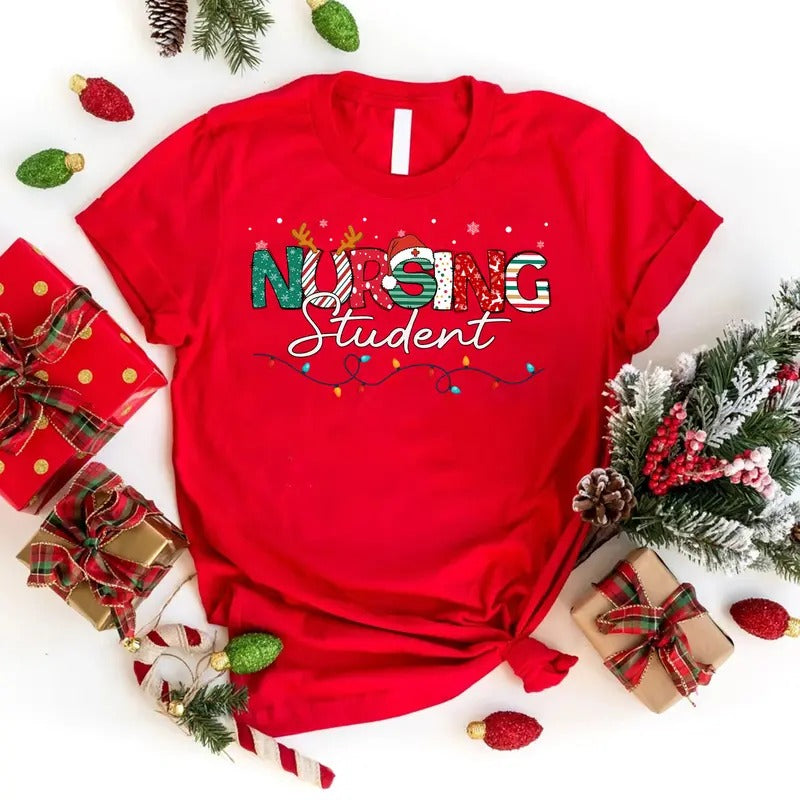 Nursing Student Christmas T-shirt, Christmas RN Shirt, Christmas Gift for Nurse, Nursing School Tee Hoodie, Sweatshirt