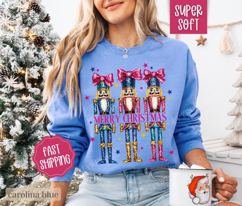 Nutcracker Christmas Sweatshirt, Christmas Sweater, Women's Holiday Crewneckstyle{n002}3 T-Shirts, Hoodie | WearSparks.com