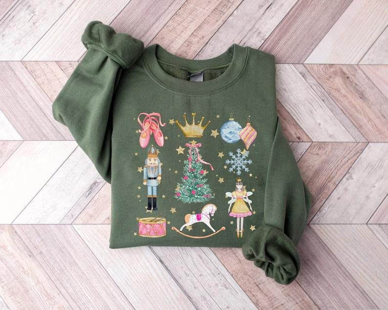 Nutcrackers Christmas Coquette Sweatshirt, Nutcracker Sweatshirt, Christmas Nutcrackers Sweater, Christmas Crewneck,...