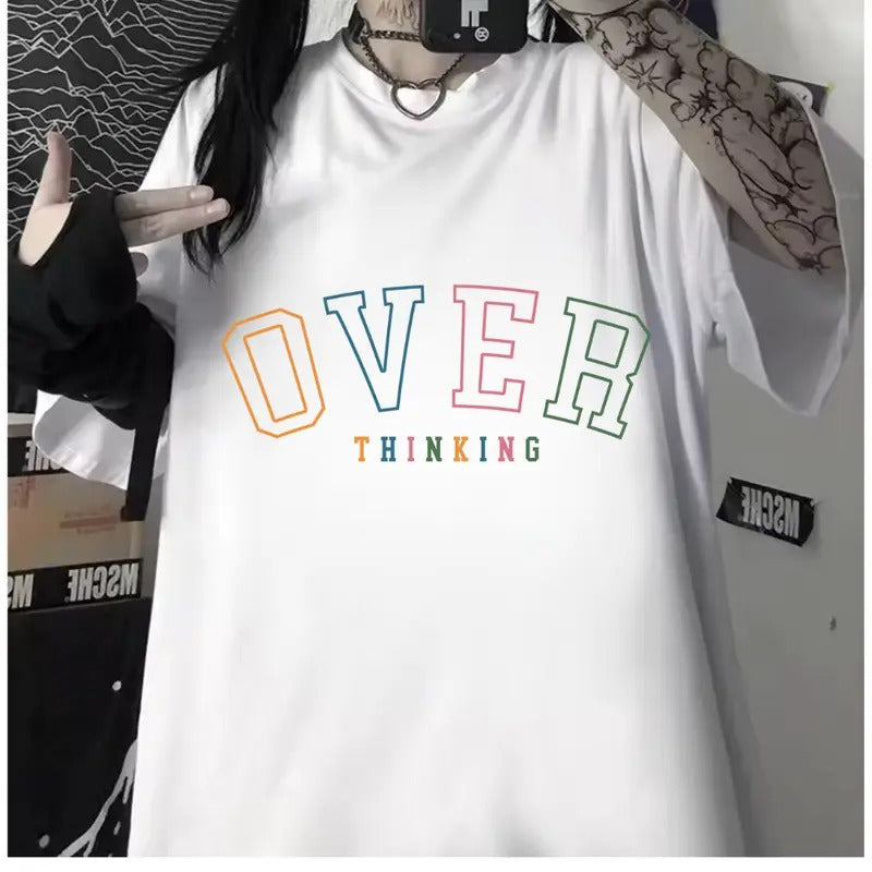 OVER Thinking Tee | Motivational Shirt for Overthinkers | Positive Vibes Tshirt | Minimalist Statement Top | Mental...