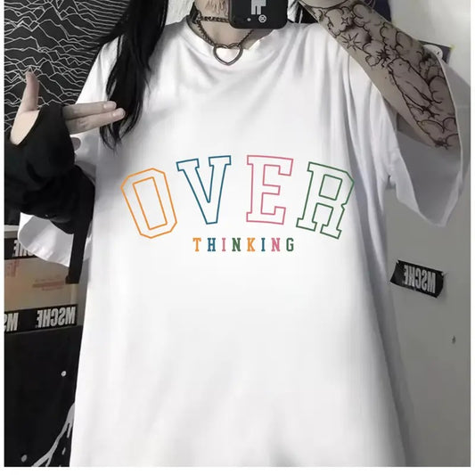 OVER Thinking Tee | Motivational Shirt for Overthinkers | Positive Vibes Tshirt | Minimalist Statement Top | Mental...