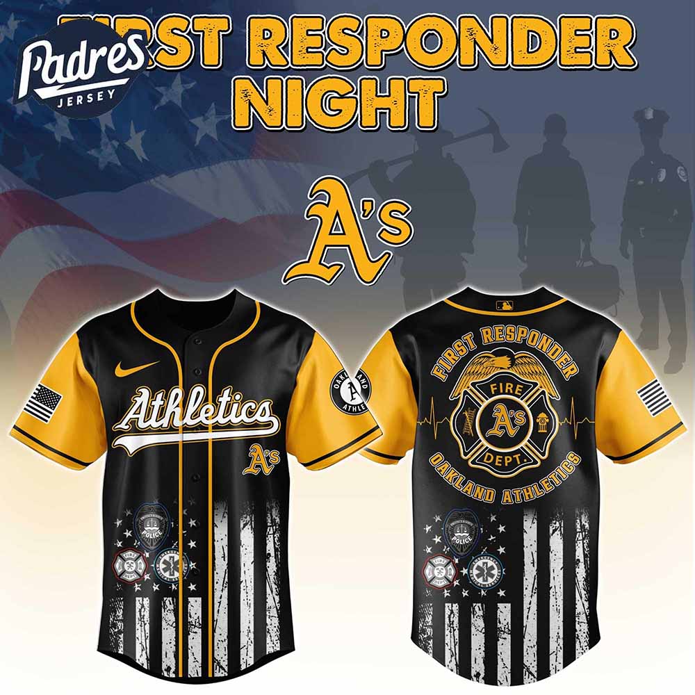 Oakland Athletics MLB x First Responders Baseball Jersey - Padres Jersey Oasis: Elevate Your Baseball Style... (Image 1)