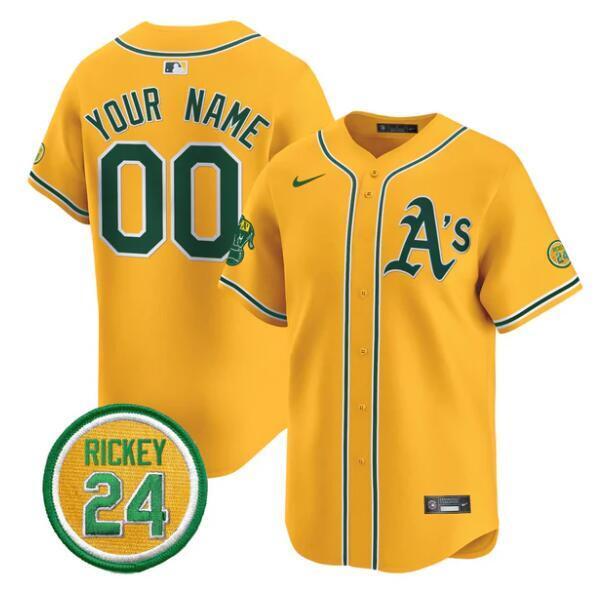 Oakland Athletics Active Player Custom Gold Rickey Henderson Patch Vapor Premier