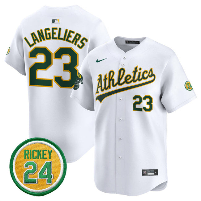 Oakland Athletics #23 Shea Langeliers White 2024 Home Limited With Rickey