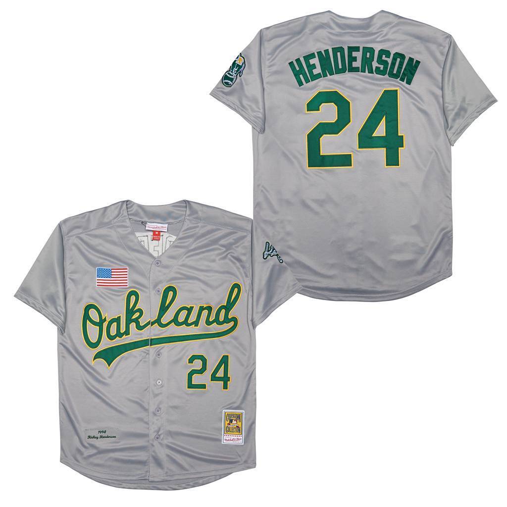 Oakland Athletics #24 Rickey Henderson Athletics 24 Gray 1990 Retro