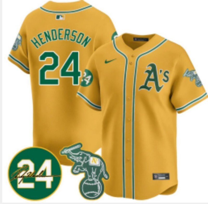 Oakland Athletics #24 Rickey Henderson Athletics Adult Style 6