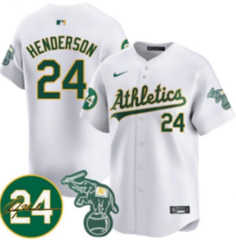 Oakland Athletics #24 Rickey Henderson Athletics Adult Style 8