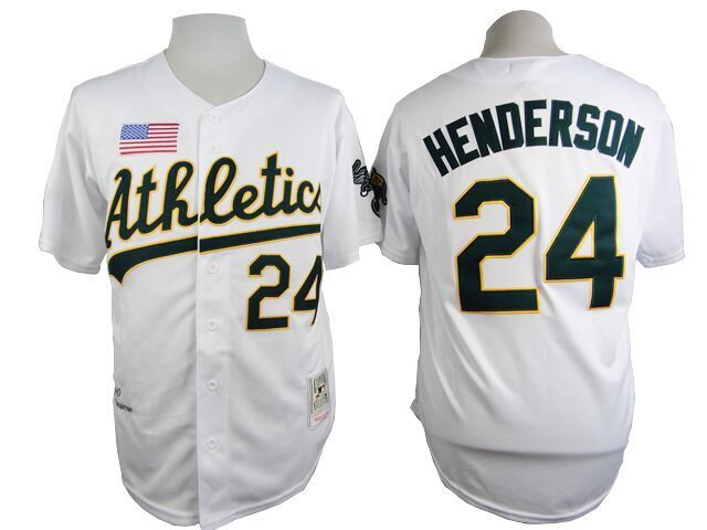 Oakland Athletics #24 Ricky Henderson Athletics 24 White 1990 New Retro