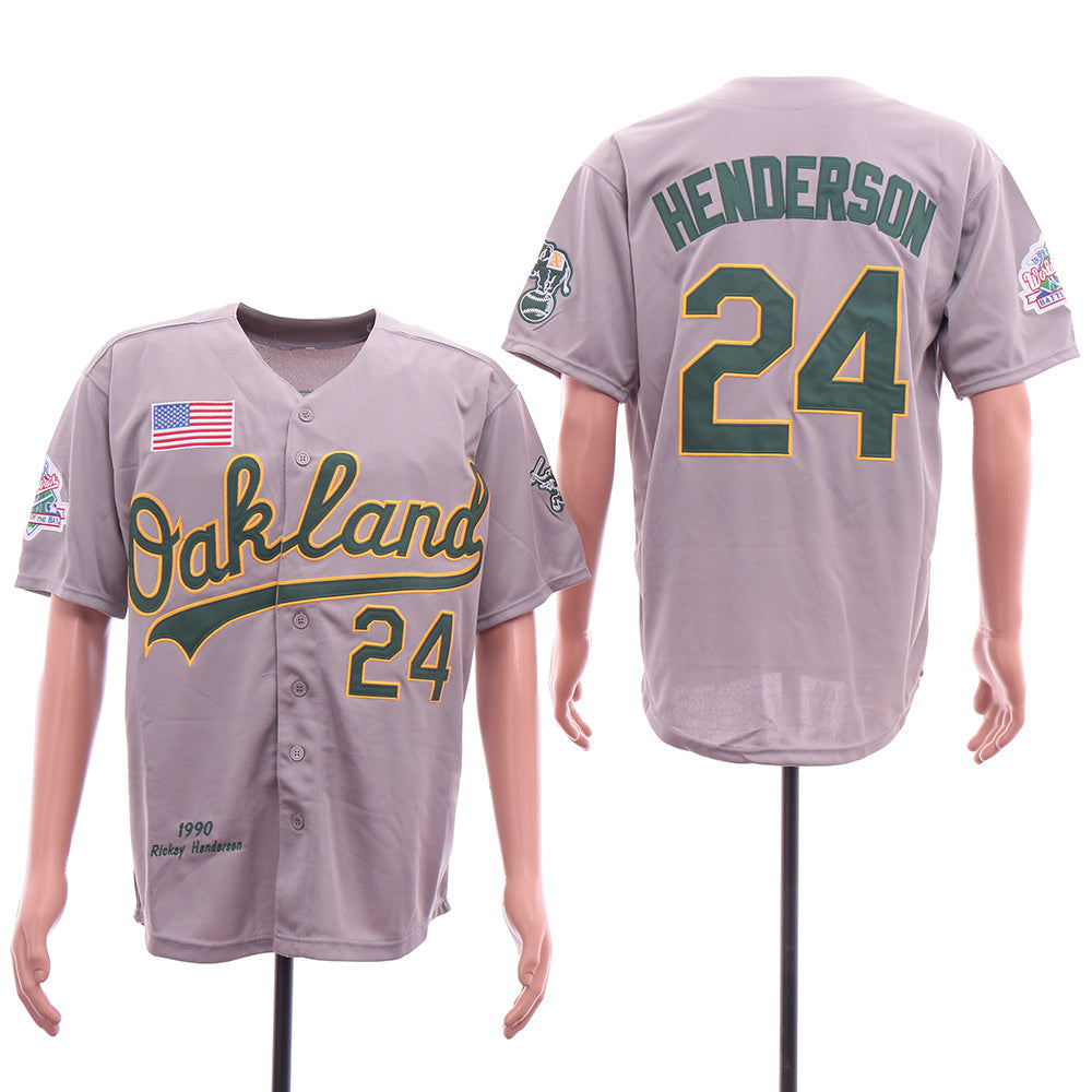Oakland Athletics #24 Ricky Henderson Style 1