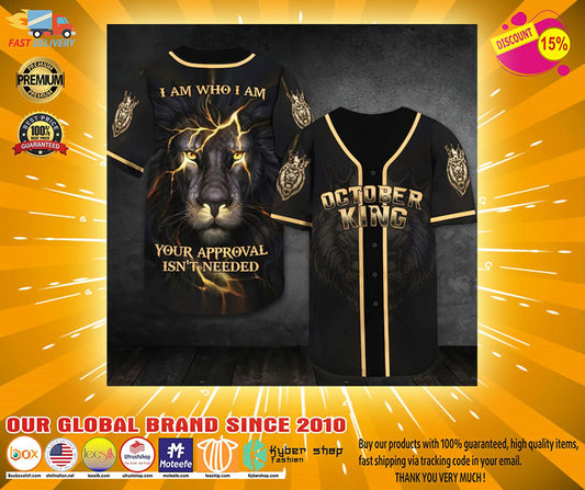 October lion king I am who I am Baseball Jersey