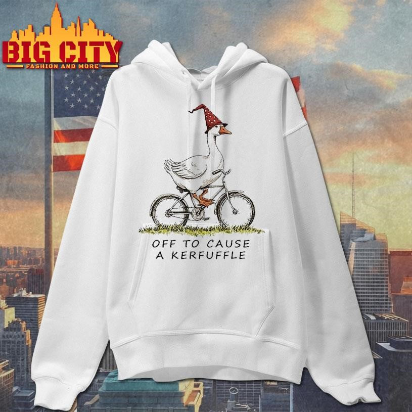 Off To Cause A Kerfuffle Goose Riding A Bicycle Shirt