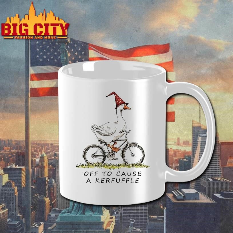 Off To Cause A Kerfuffle Goose Riding A Bicycle Shirt