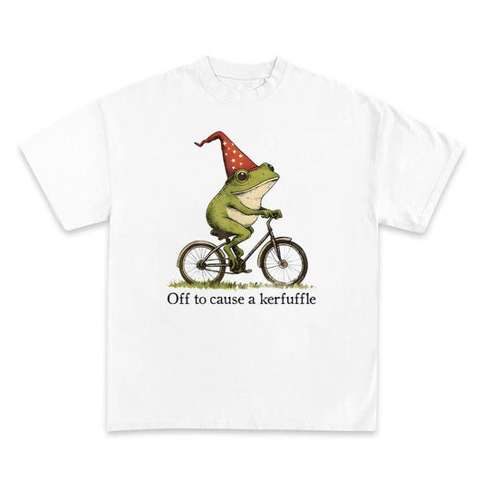 Off to Cause a Kerfuffle Frog T-shirt. Funny Weirdcore Sayings Unique Tshirt Tee Adults Men Women Meme Graphic Sarcastic...