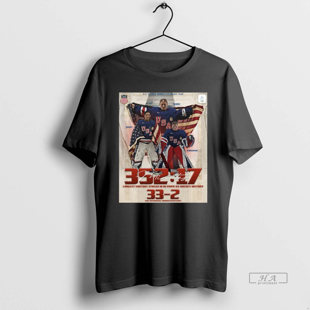 Official 352 Minutes 17 Seconds Longest Shutout Streak Olympic Ice Hockey History 33 T-Shirt, Sweatshirt, Hoodie, Long Sleeve