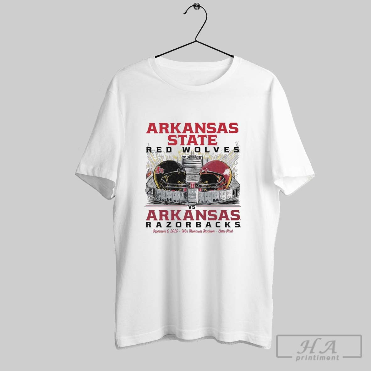 Official Arkansas State Red Wolves Vs Arkansas Razorback September 6 2025 War Memorial Stadium Little