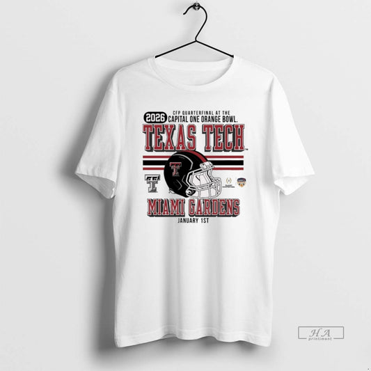 Official Cfp Quatentifianl Orange Bowl Texas Tech University Red Raiders Football 2026 Miami Gardens Jan T-Shirts,...