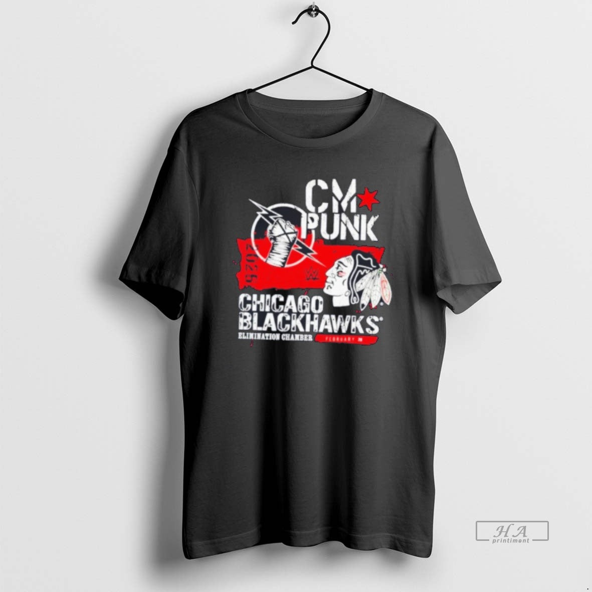 Official Cm Punk Chicago Blackhawks Elimination Chamber 2026 Tee T-Shirt, Sweatshirt, Hoodie, Long Sleeve