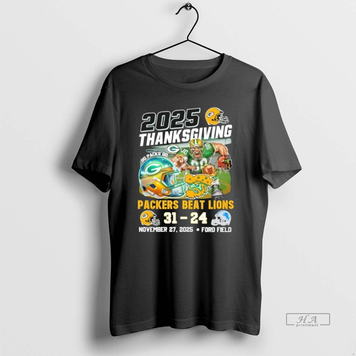 Official Packers Beat Lions 2025 Thankgiving November 27th Ford Field T-Shirts, Hoodie, Sweatshirt | WearSparks.com