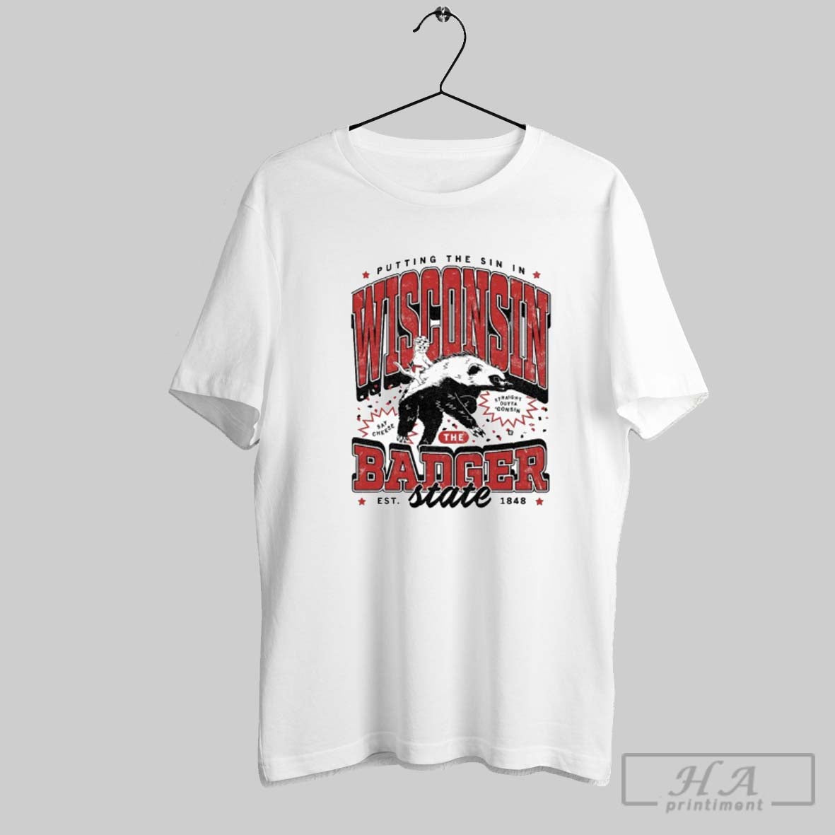 Official Putting In The Sin In Wisconsin The Badger State Est 1848 Say Cheese Straight