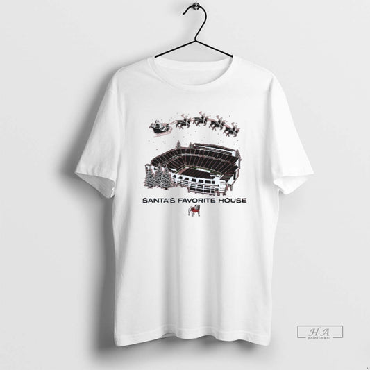 Official Santas Favorite House Georgia Bulldogs Football Mens White T-Shirts, Hoodie, Sweatshirt | WearSparks.com