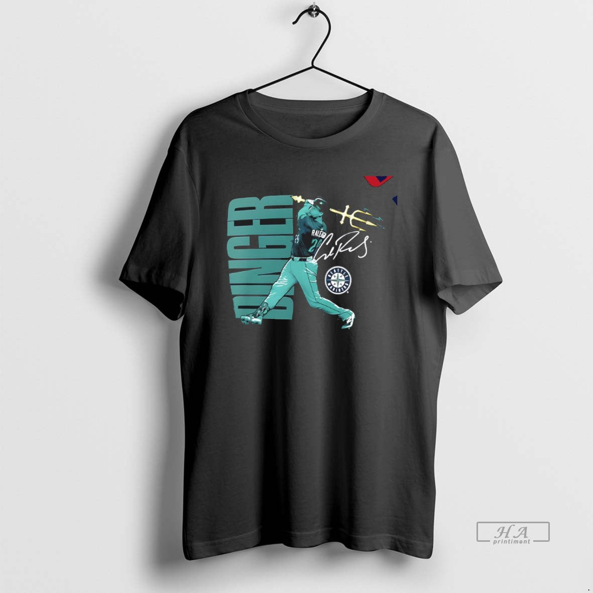 Official Trendy Cal Raleigh Seattle Mariners Trident Swing Signature