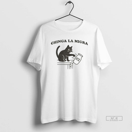 Official Trendy Chinga La Migra Abolish Ice Funny Cat Political