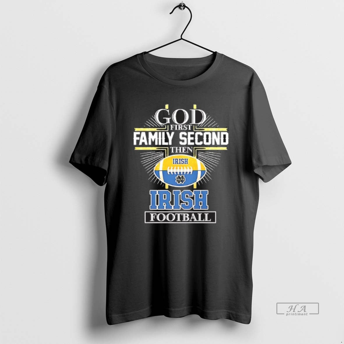 Official Trendy God First Family Second Notre Dame Fighting Irish Football