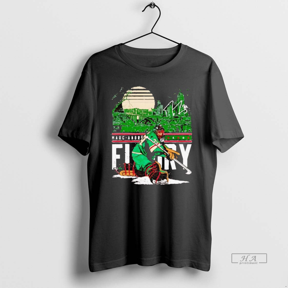 Official Trendy Marc Andre Fleury Minnesota City Skyline Signature