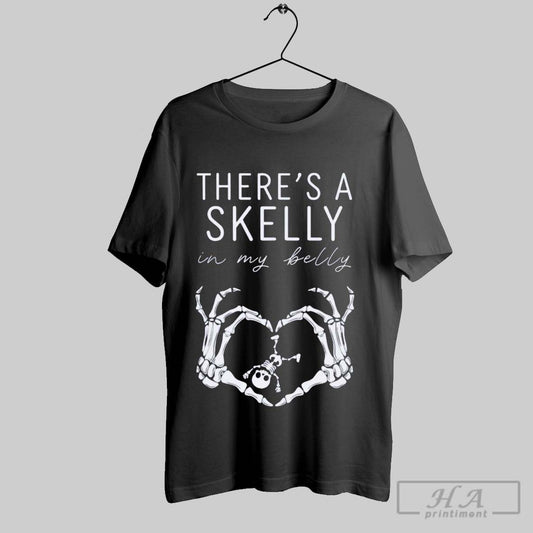 Official Trendy Theres A Skelly In My Belly Heart Hands Skeleton