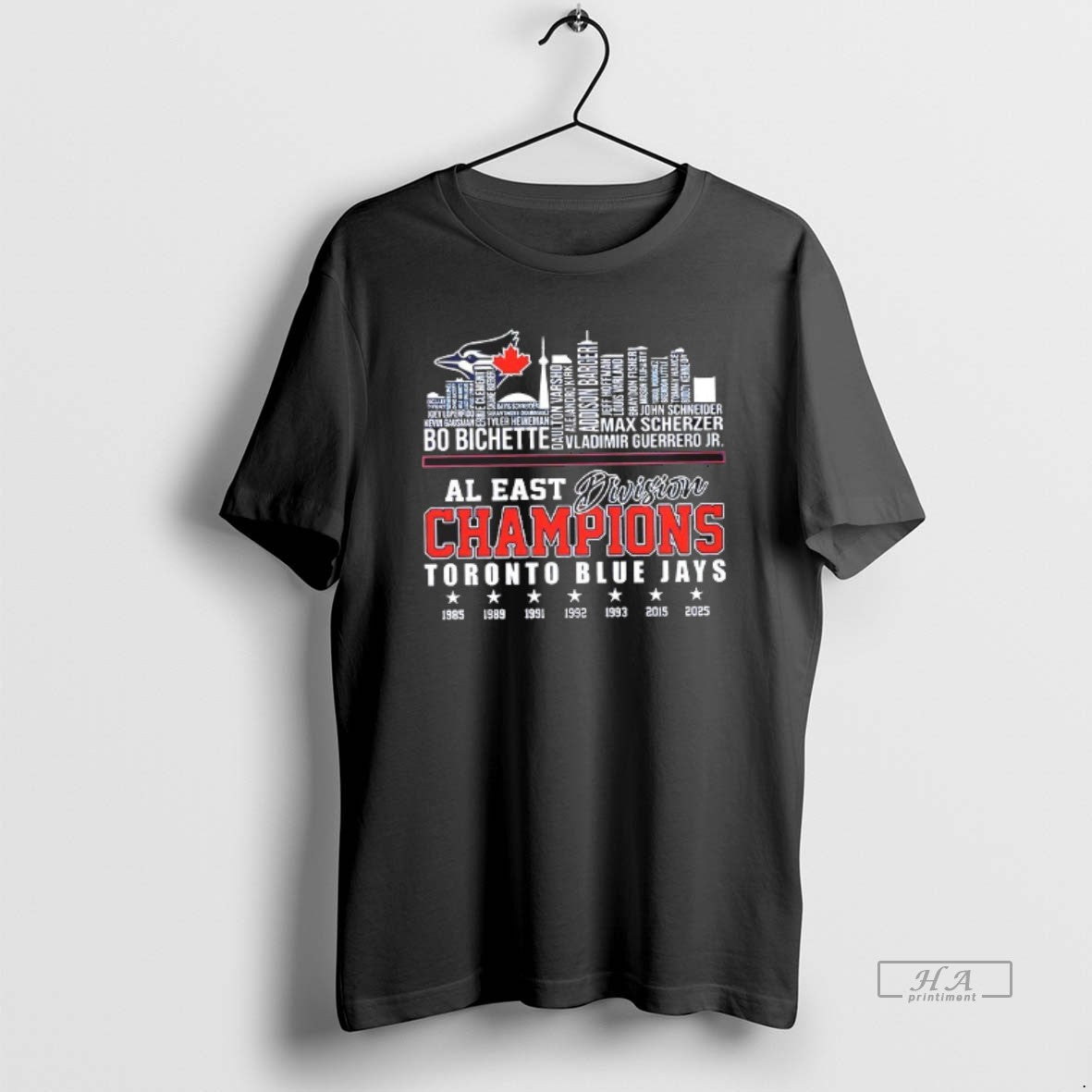 Official Trendy Toronto Blue Jays Baseball 2025 Al West Division Champions Players City Skyline Tee