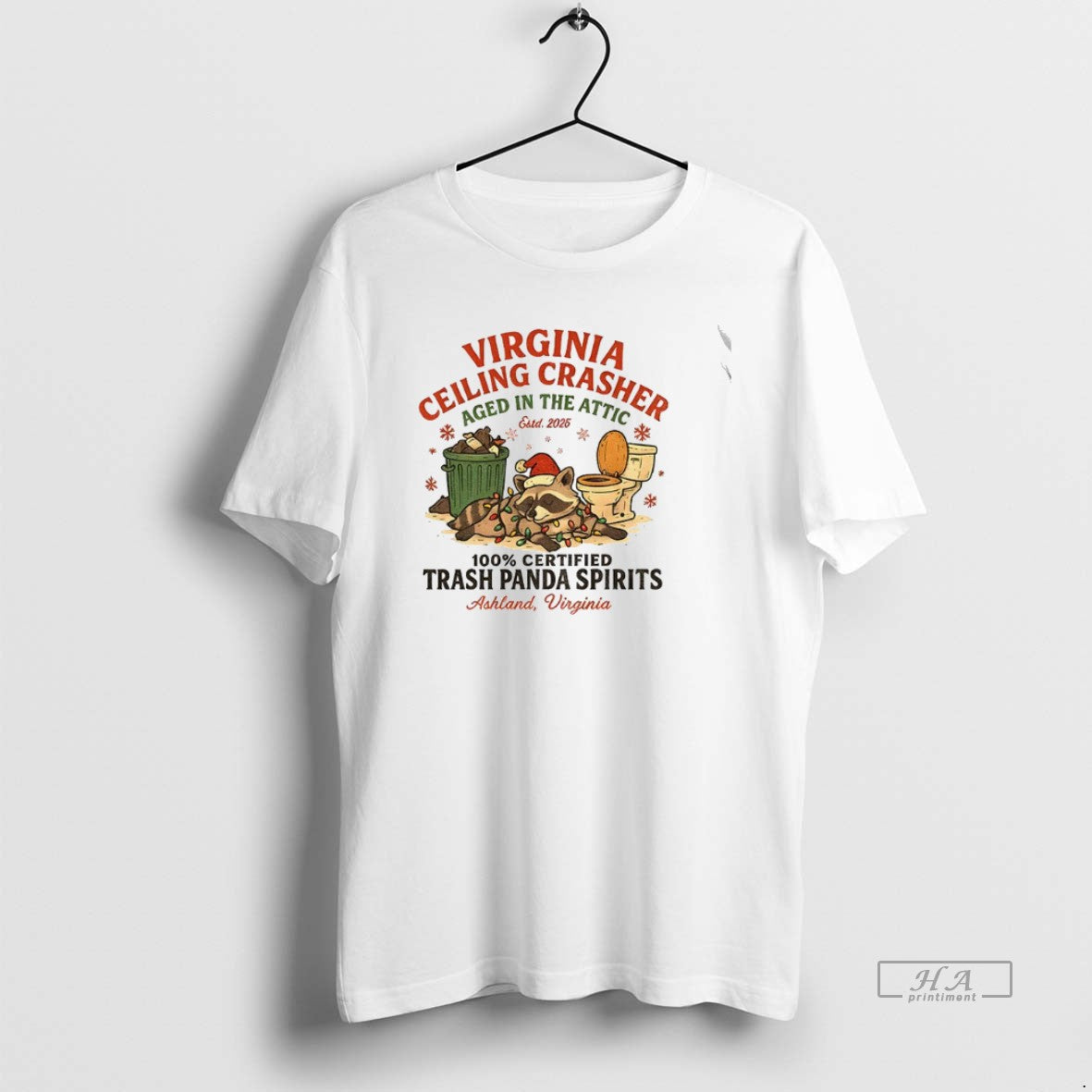 Official Virginia Ceiling Crasher 100 Certified Trash Panda Spirits Christmas T-Shirts, Hoodie, Sweatshirt | WearSparks.com